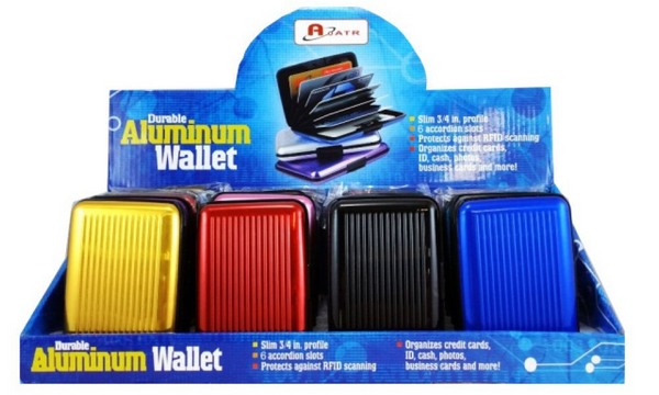 Aluminum Credit Card Wallet, 6 Compartments, Gold